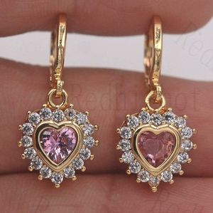 18kt Gold Filled Pink Topaz Heart Earrings